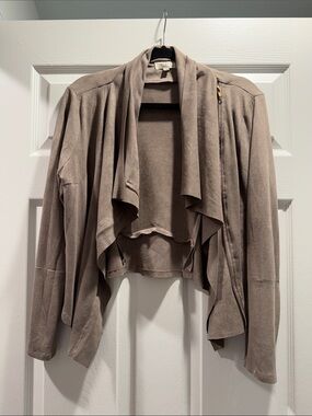 Umgee Taupe Draped Open Front Jacket
